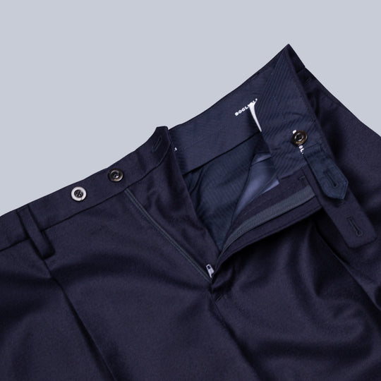 Navy Wool Silk Peak Lapel Suit