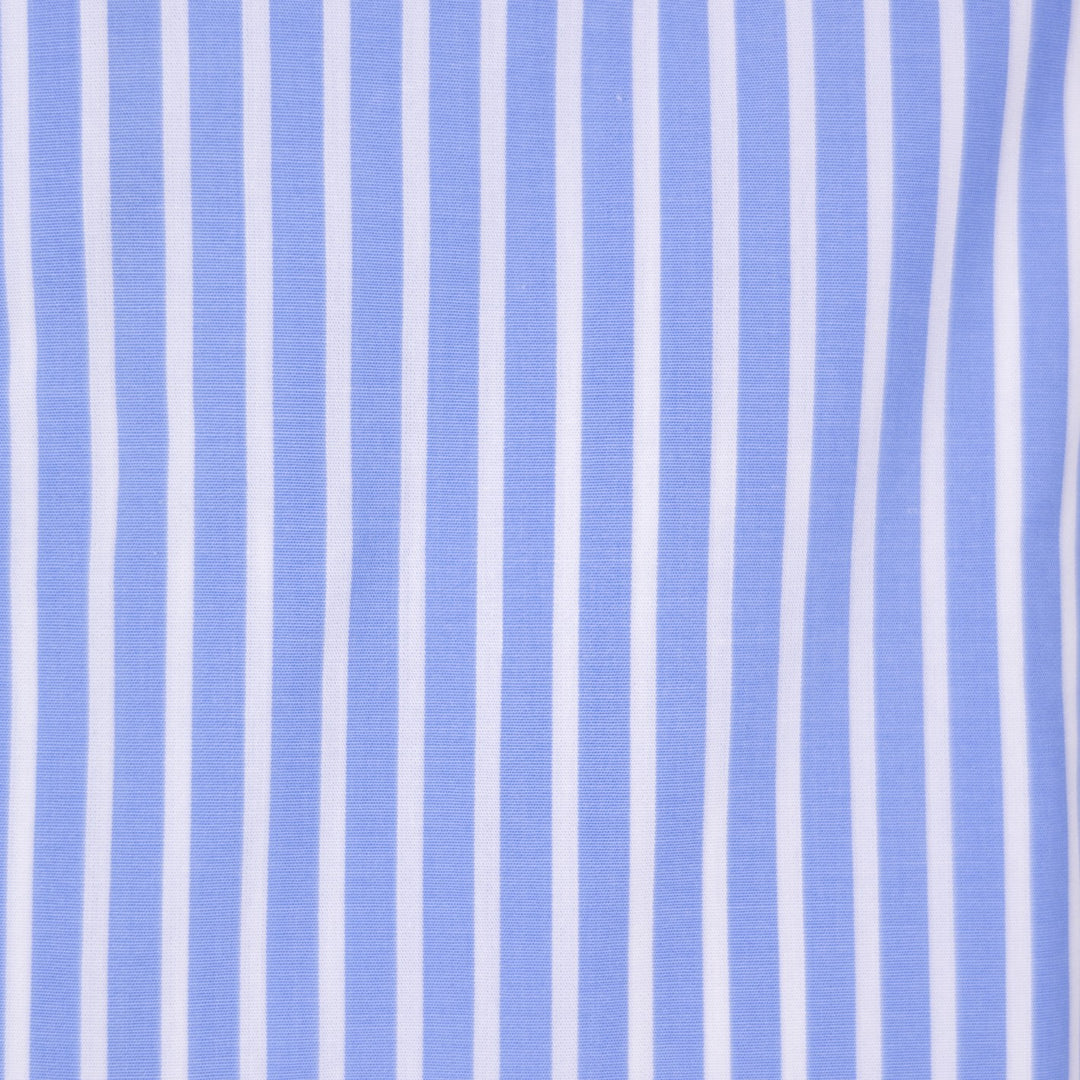 Blue & White Wide Stripe Shirt Popeline