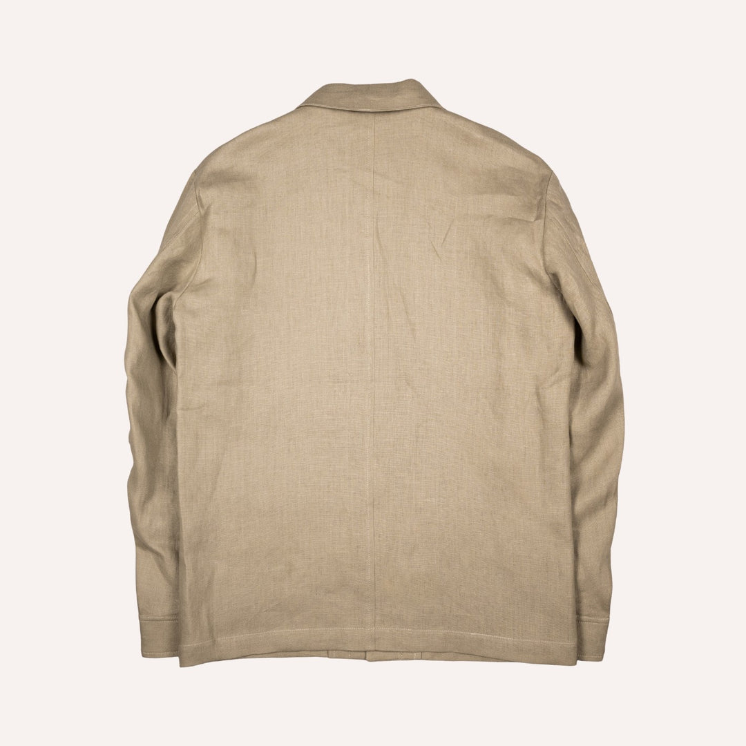 Olive Green Washed Linen Overshirt