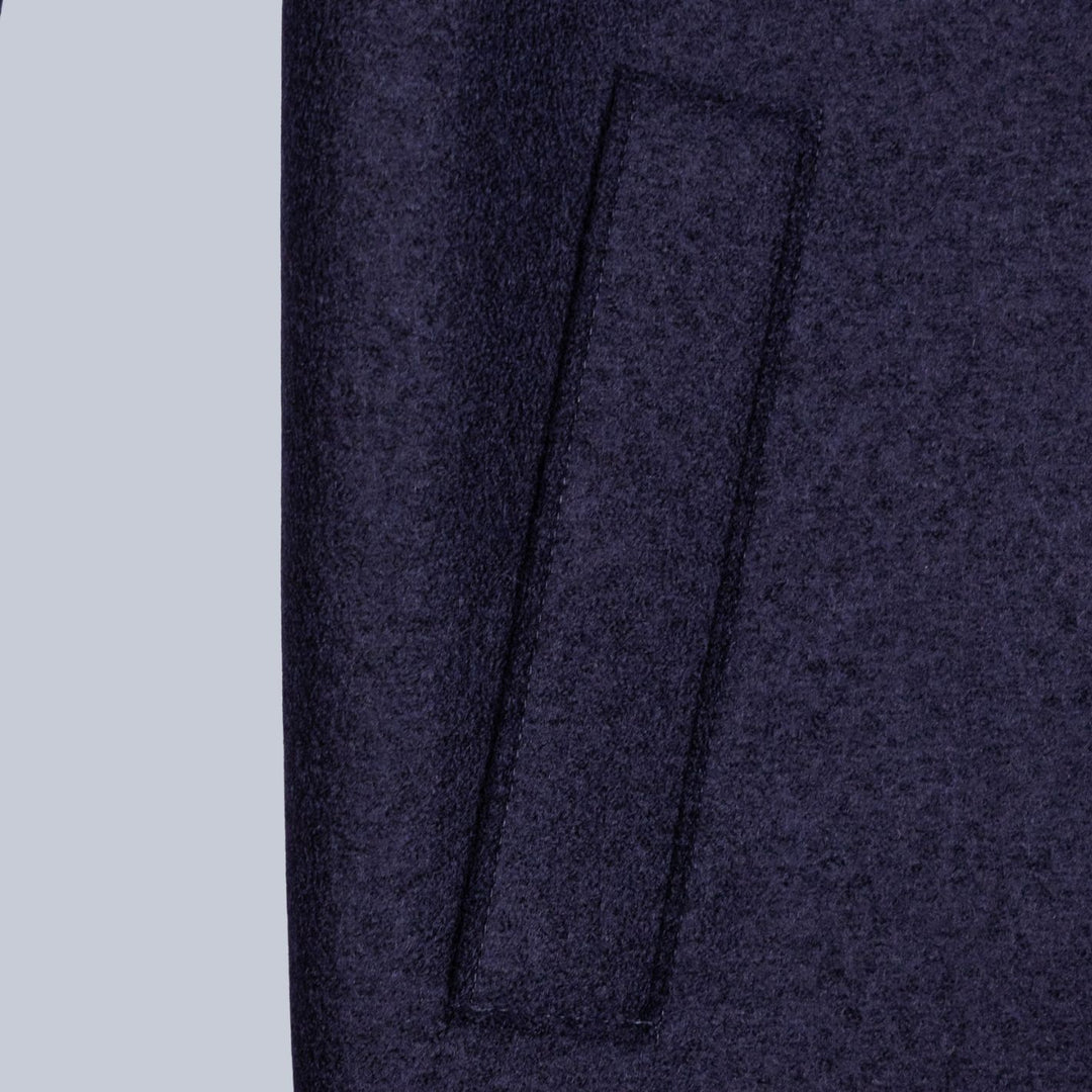 Navy Pressed Wool Bouclé Collar Golf Jacket