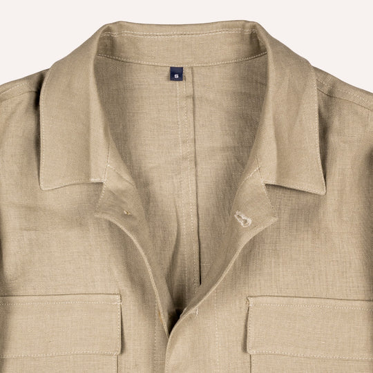 Olive Green Washed Linen Overshirt