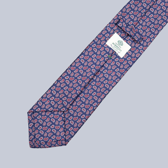 Navy Burgundy & Silver Micro Paisley Tie