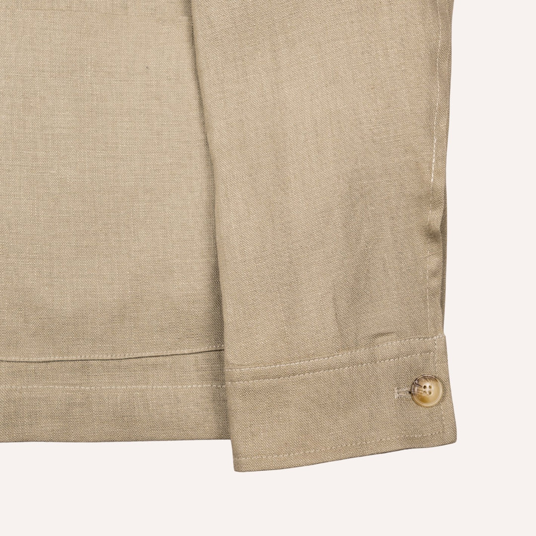 Olive Green Washed Linen Overshirt