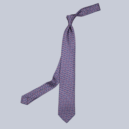 Navy Burgundy & Silver Micro Paisley Tie