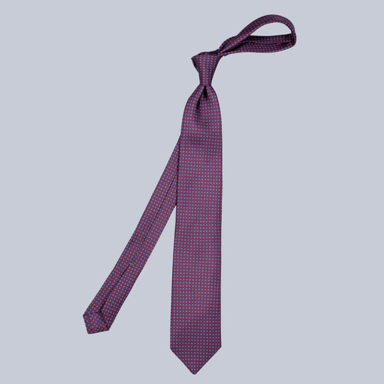 Burgundy Blue & Bronze Micro Geometric Pattern Tie