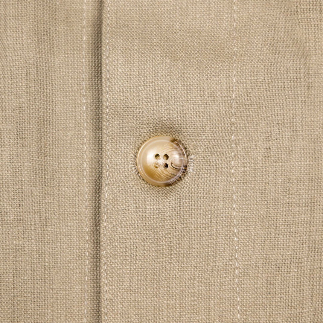 Olive Green Washed Linen Overshirt
