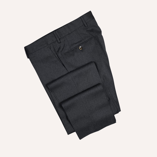 Dark Grey Virgin Wool Slim Trousers - Slim Fit