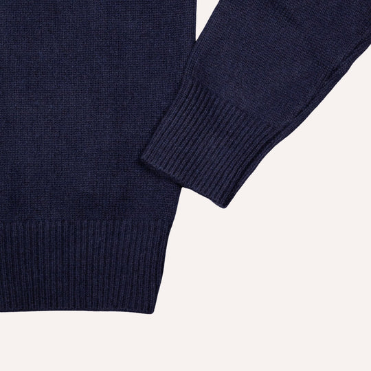 Navy Raglan Cashmere Full-Zip Sweater