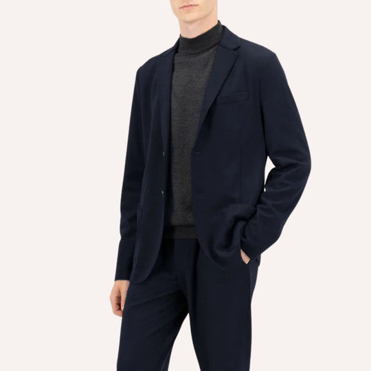Navy Superfine Merino Wool Blazer