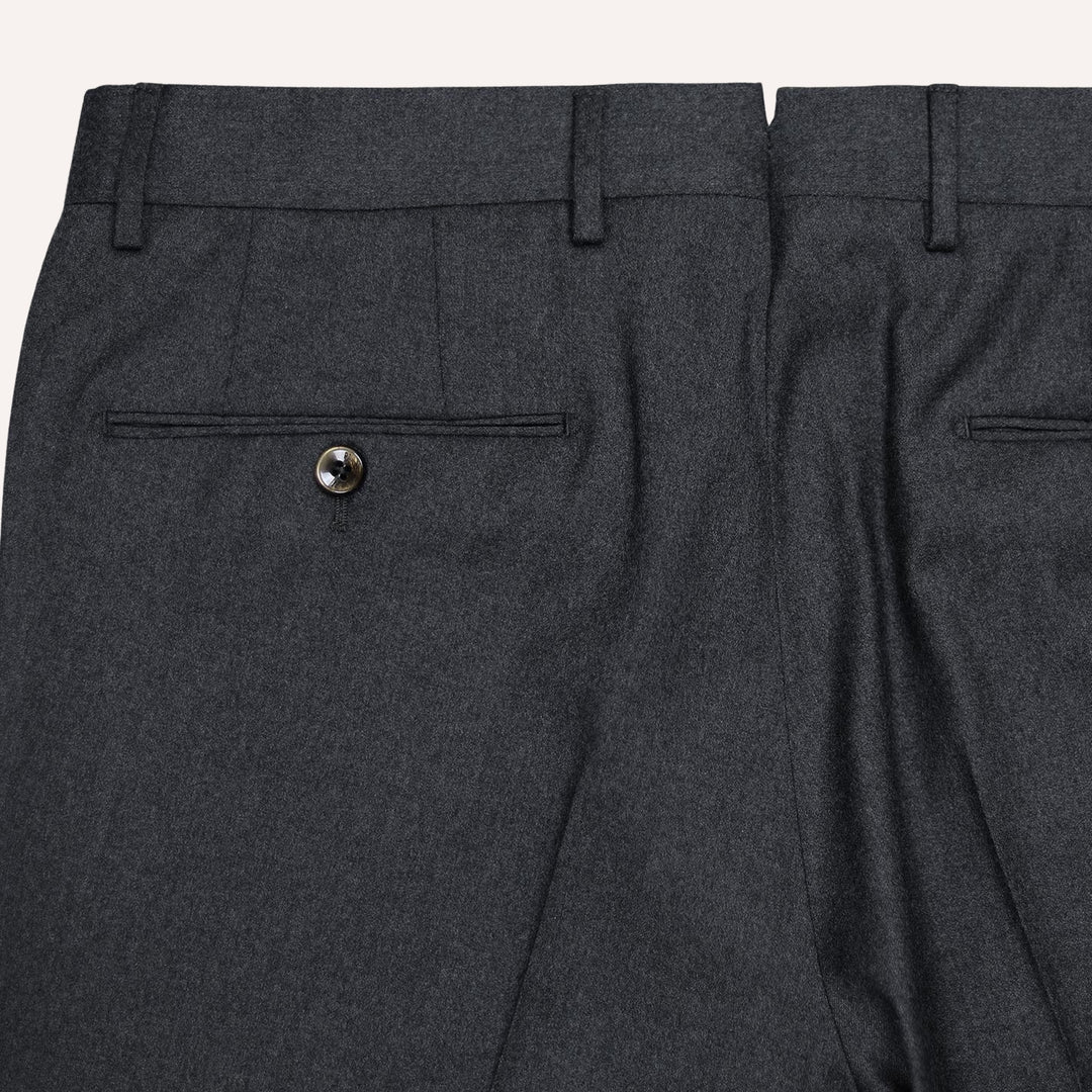 Dark Grey Virgin Wool Slim Trousers - Slim Fit