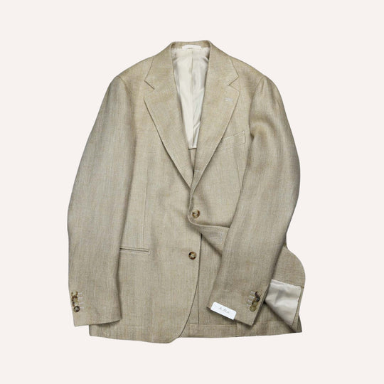 Wheat Herringbone Heavy Linen Blazer