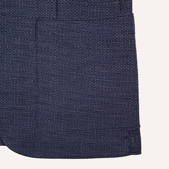 Navy Blue Loro Piana Wool Silk Linen Blazer
