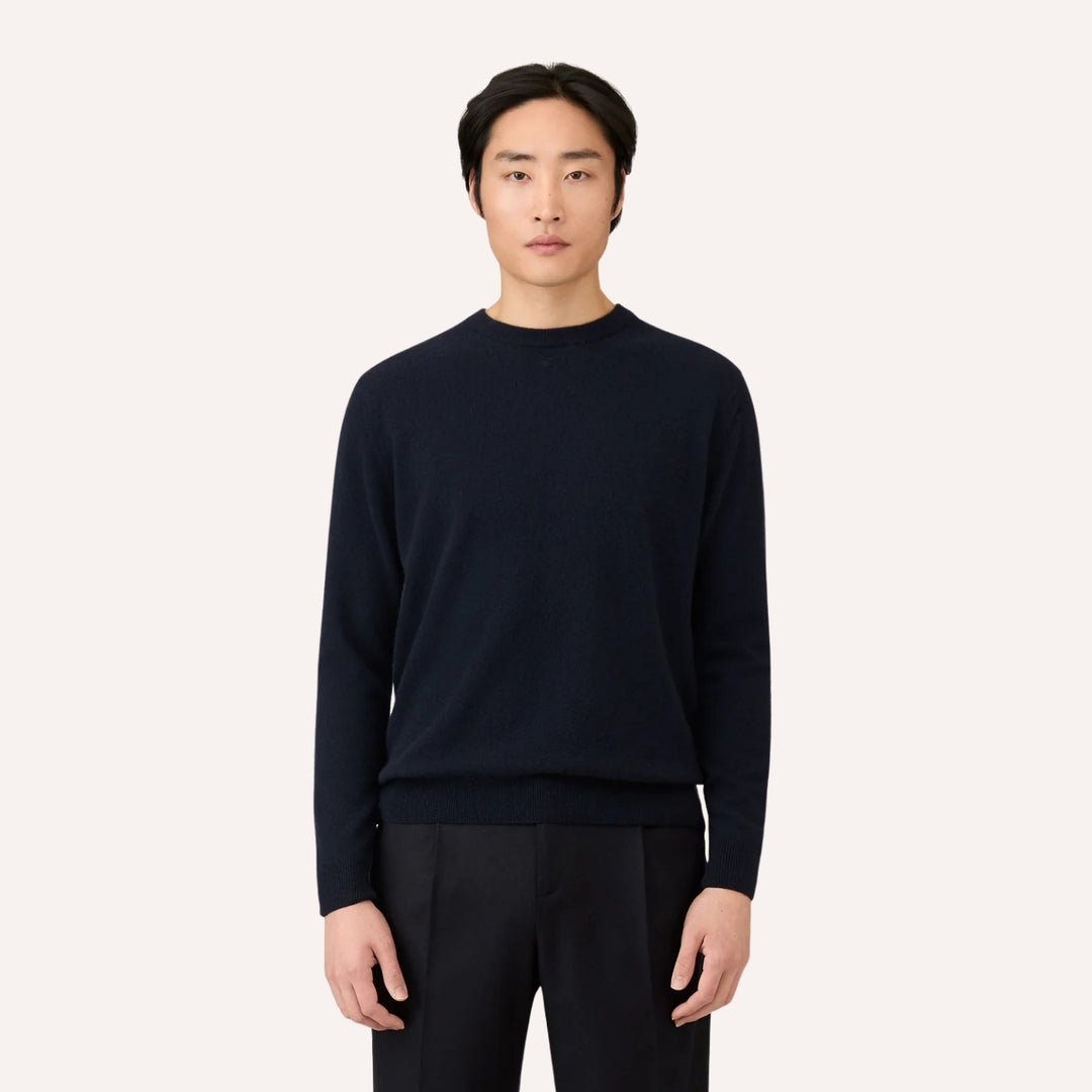 Navy Cashmere Crewneck Sweater