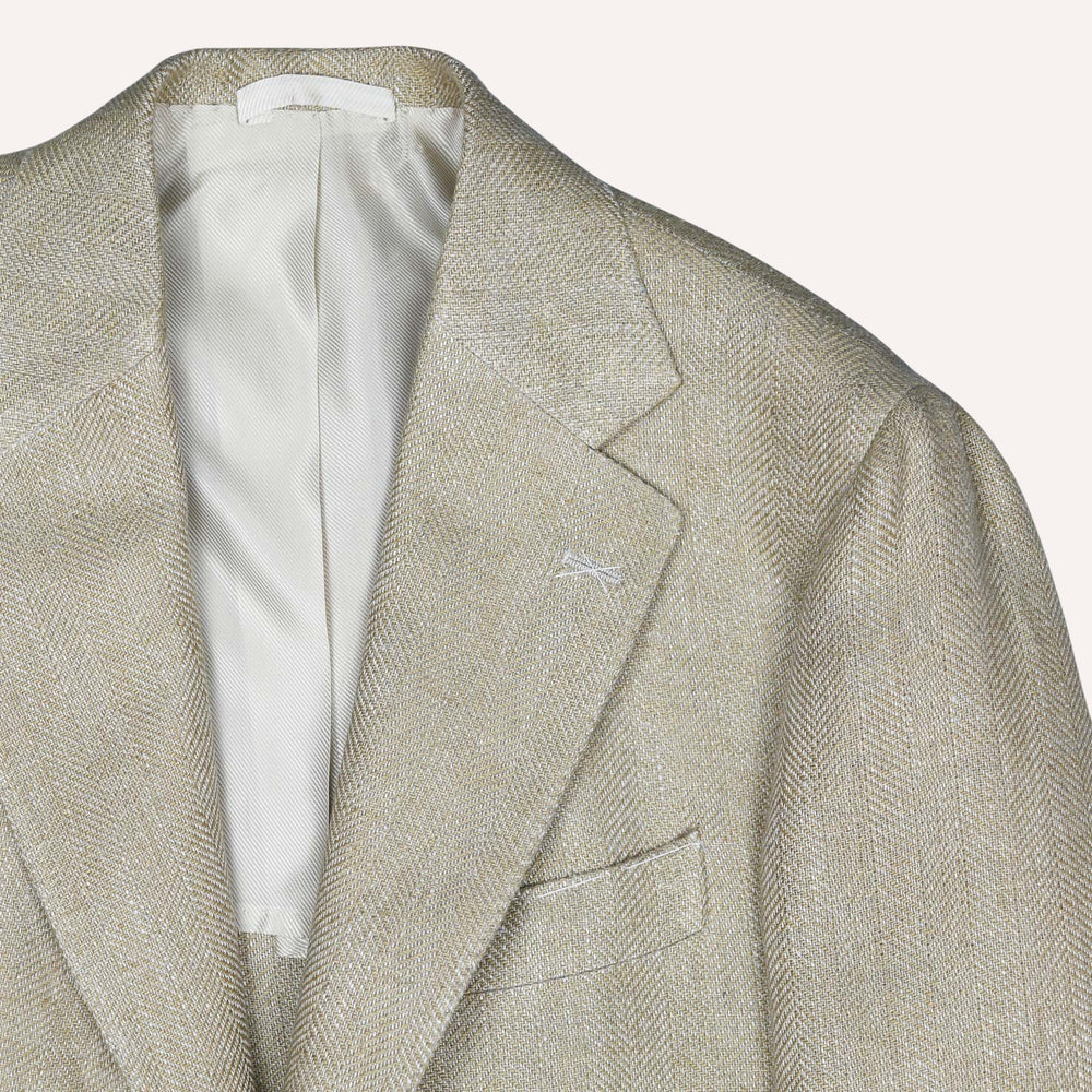 Wheat Herringbone Heavy Linen Blazer