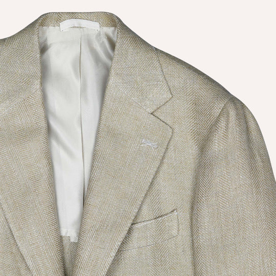 Wheat Herringbone Heavy Linen Blazer