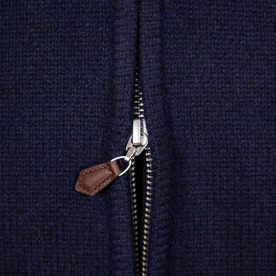 Navy Raglan Cashmere Full-Zip Sweater