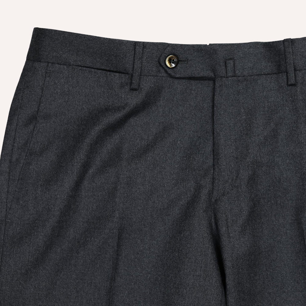 Dark Grey Virgin Wool Slim Trousers - Slim Fit