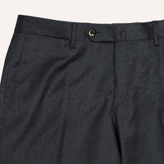 Dark Grey Virgin Wool Slim Trousers - Slim Fit
