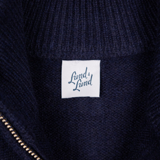 Navy Raglan Cashmere Full-Zip Sweater