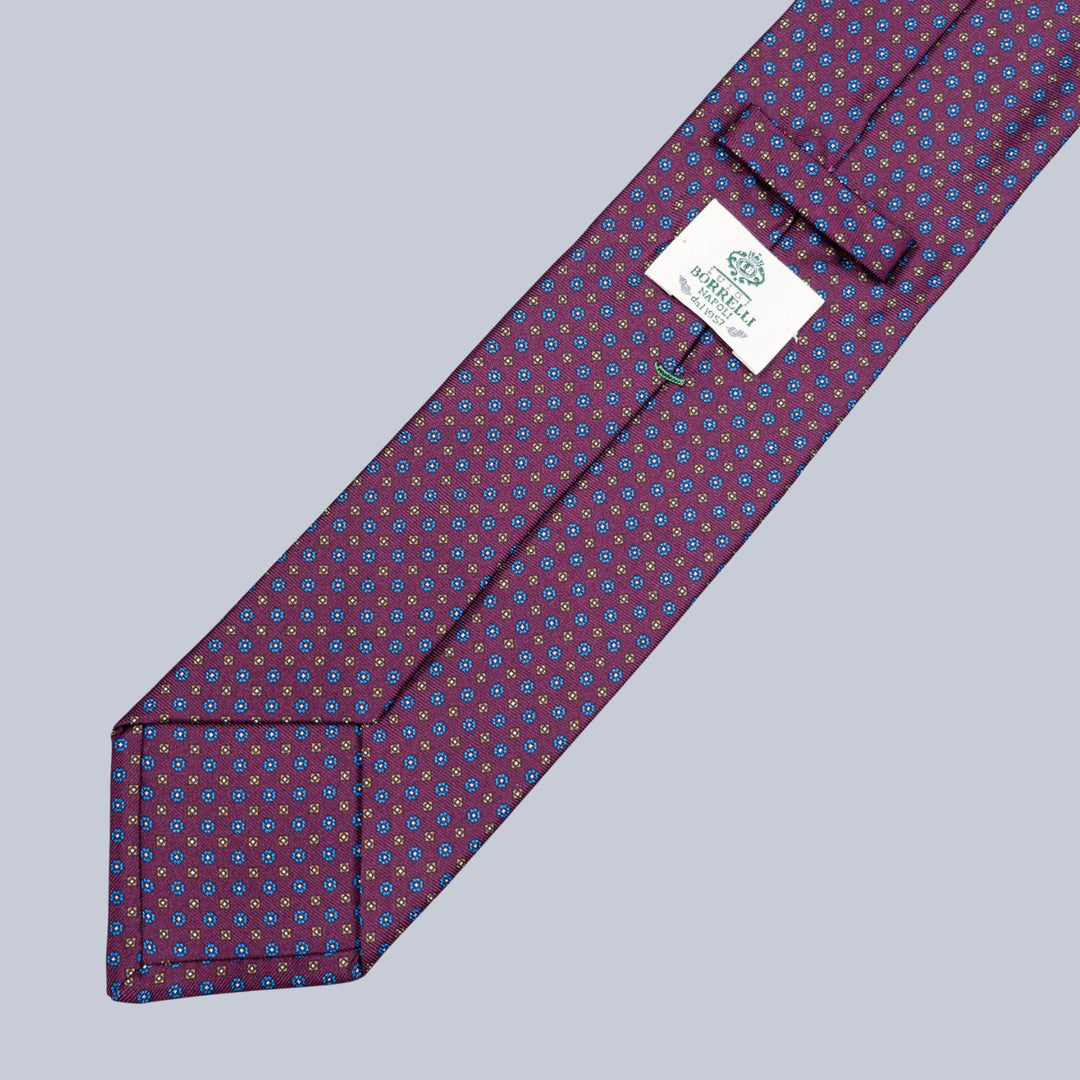 Burgundy Blue & Bronze Micro Geometric Pattern Tie