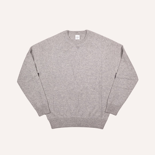 Light Grey Raglan Cashmere Crewneck Sweater