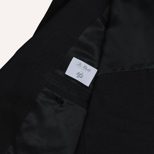Black Wool Linen Peak Lapel Dinner Jacket
