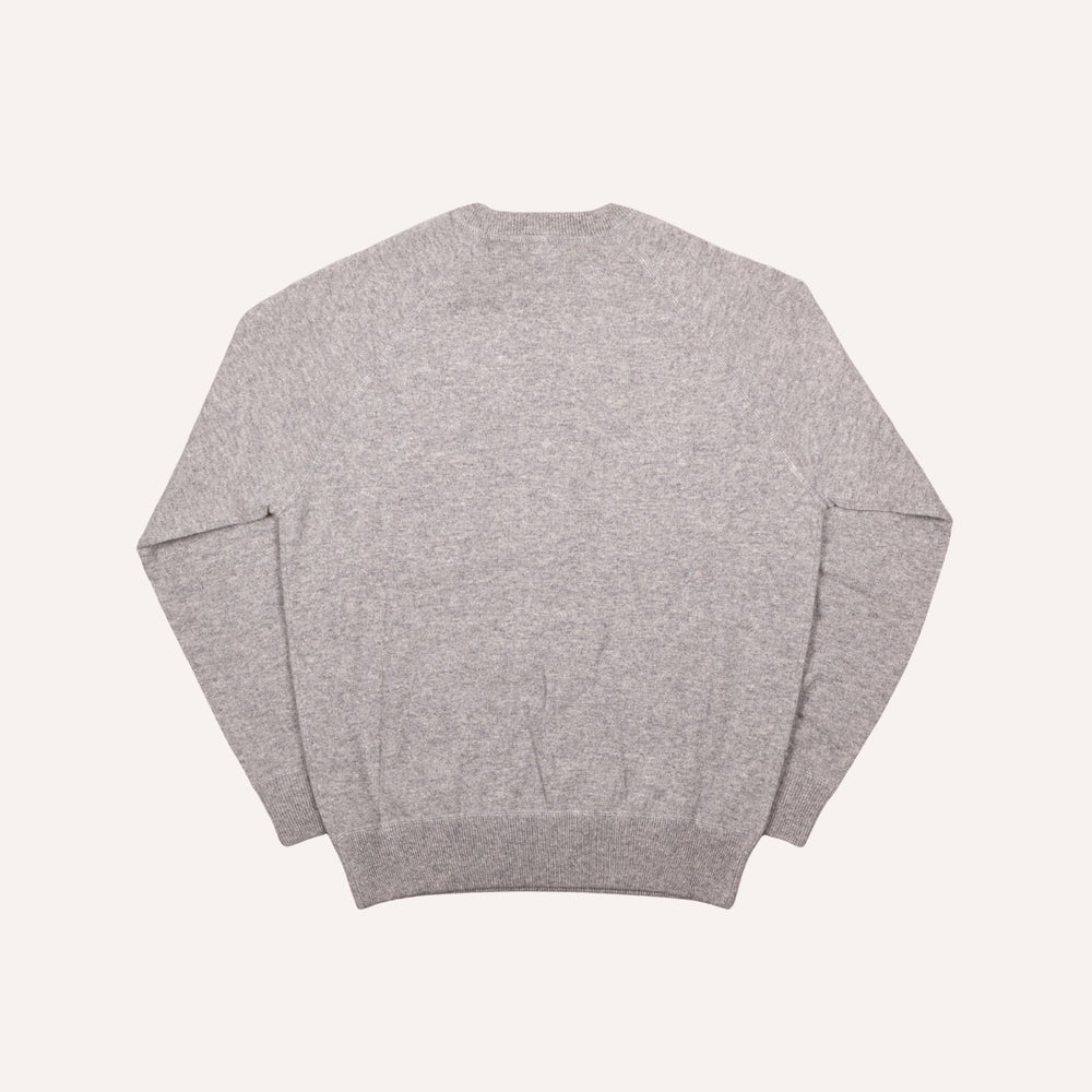 Light Grey Raglan Cashmere Crewneck Sweater