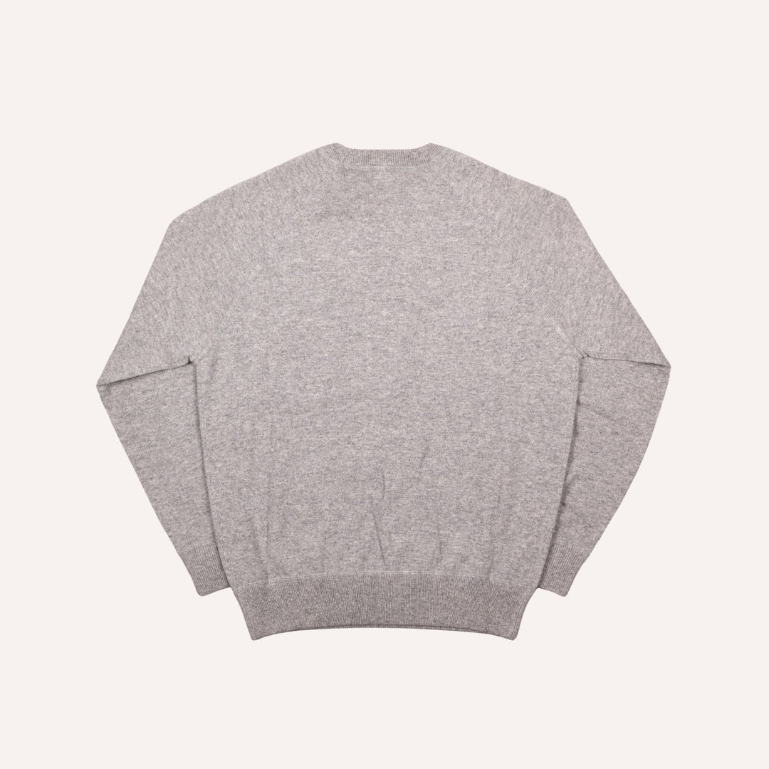 Light Grey Raglan Cashmere Crewneck Sweater