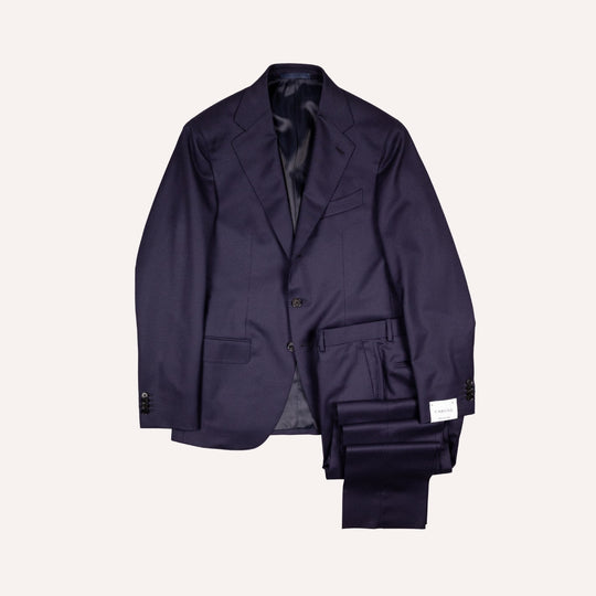 Navy Worsted Flannel Wool Suit
