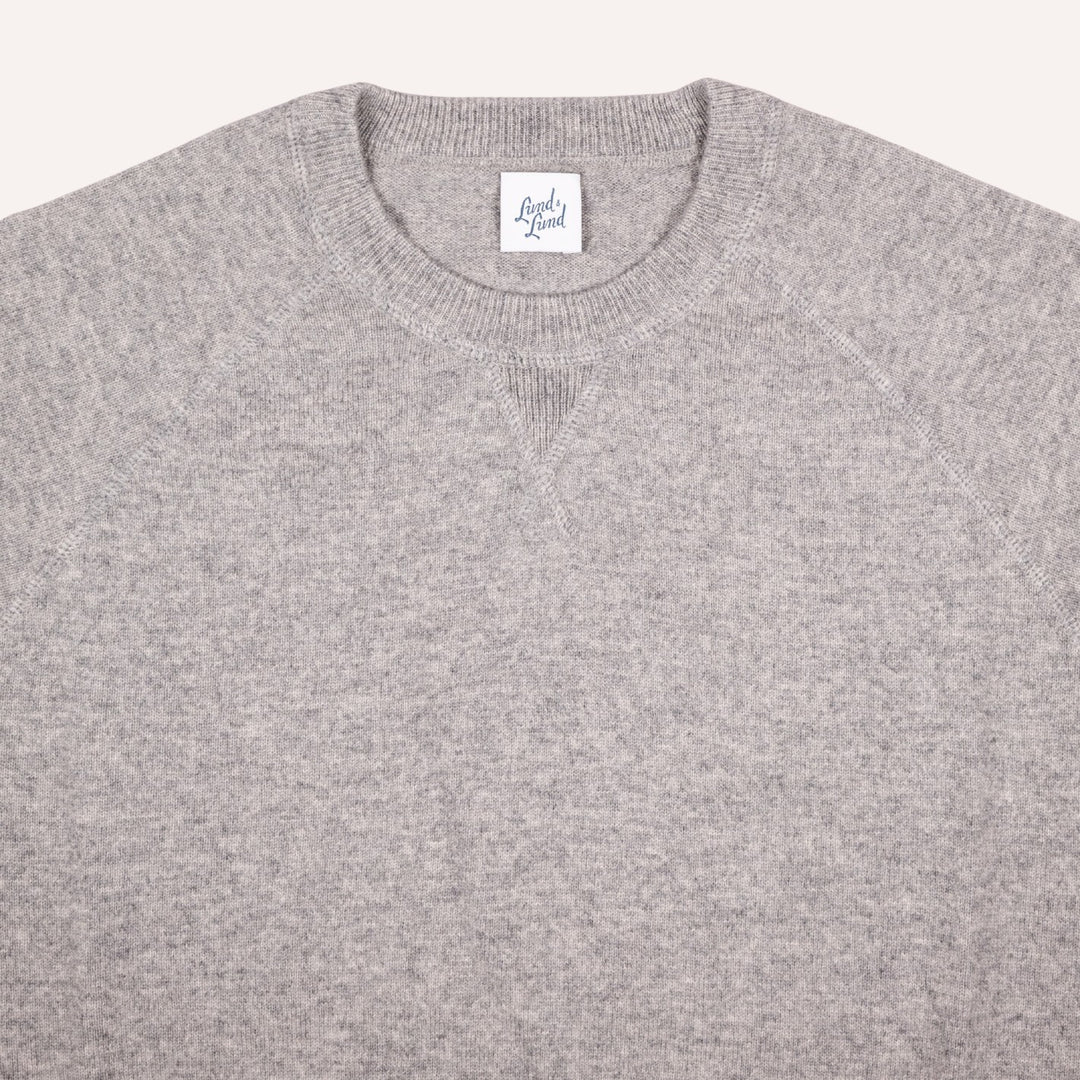 Light Grey Raglan Cashmere Crewneck Sweater