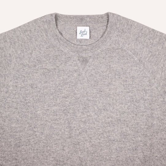 Light Grey Raglan Cashmere Crewneck Sweater