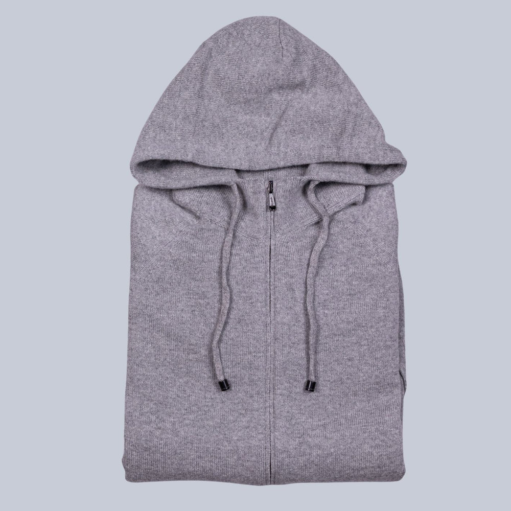 Grey Cashmere Raglan Full Zip Hoodie