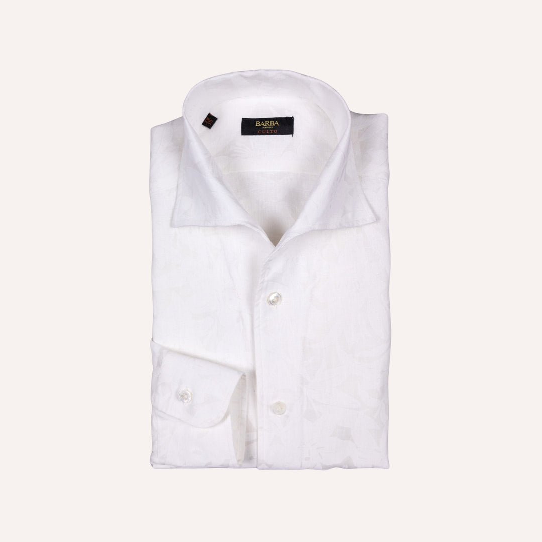 Cream White Linen Flower Print One Piece Collar Shirt – Lund & Lund Cream White Linen Flower Print One Piece Collar Shirt – Lund & Lund