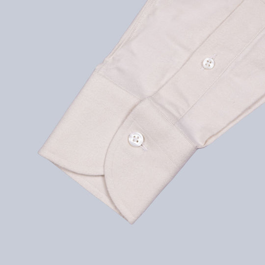 Beige Brushed Flannel Oxford Button Down Shirt