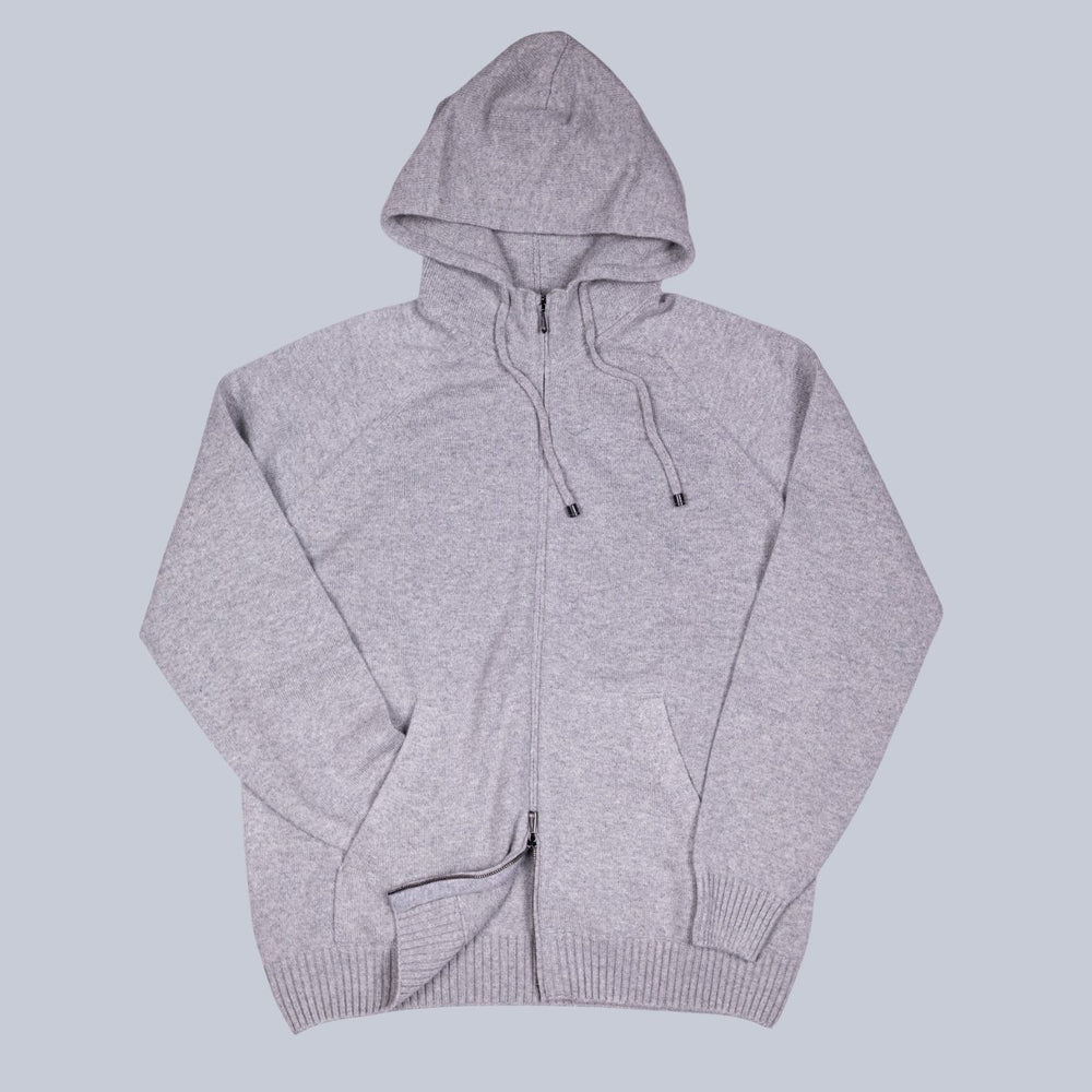 Grey Cashmere Raglan Full Zip Hoodie