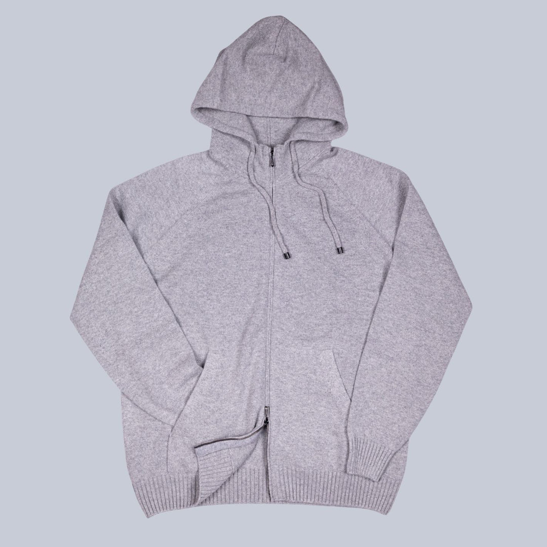 Grey Cashmere Raglan Full Zip Hoodie