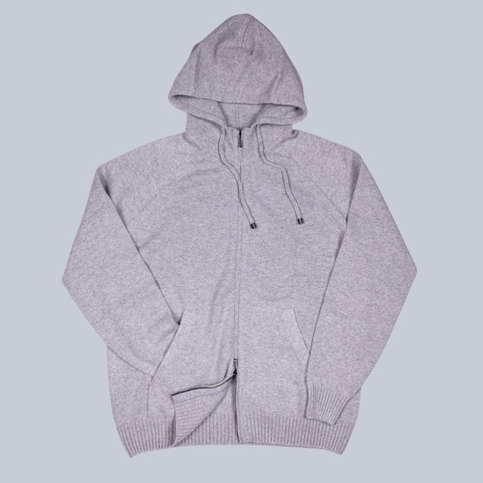 Grey Cashmere Raglan Full Zip Hoodie