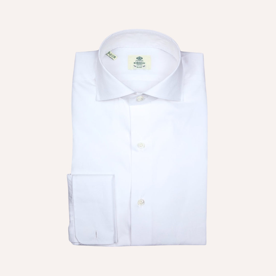 White Cutaway Double Cuff Shirt