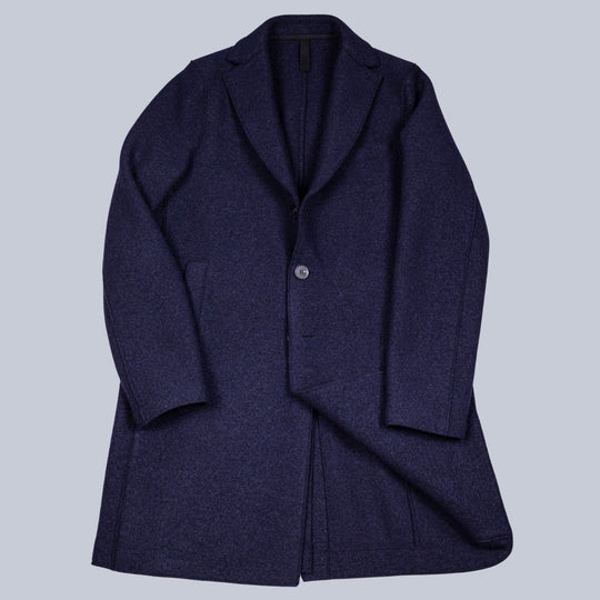 Navy Boiled Wool Coat