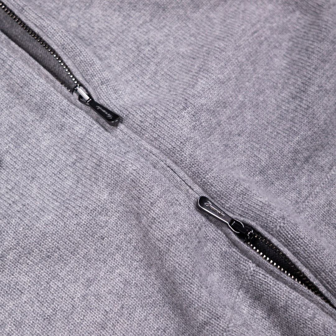 Grey Cashmere Raglan Full Zip Hoodie