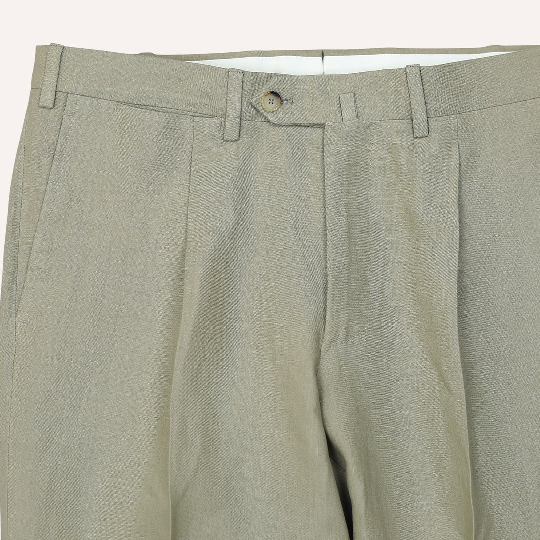 Khaki Casual Linen Suit