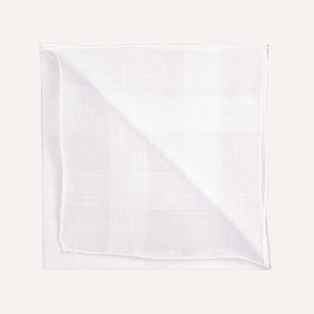 White Small Stripes Cotton Linen Pocket Square