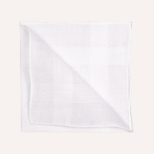 White Small Stripes Cotton Linen Pocket Square