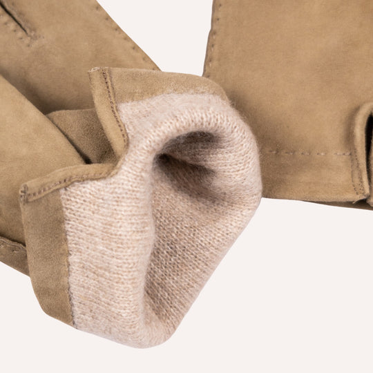 Dark Taupe Suede Cashmere Lined Gloves