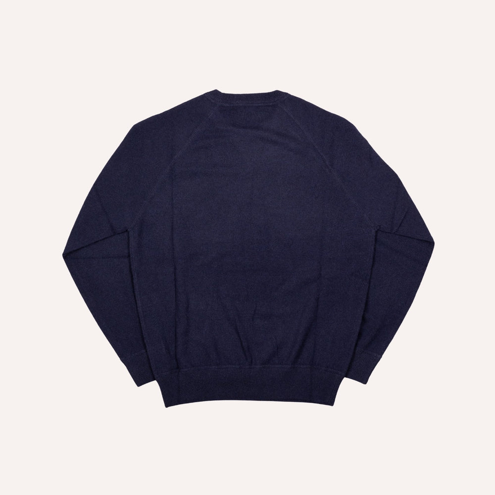 Navy Raglan Cashmere Crewneck Sweater