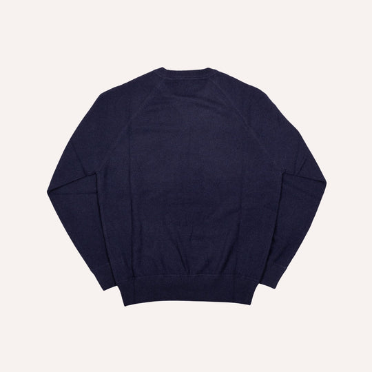 Navy Raglan Cashmere Crewneck Sweater