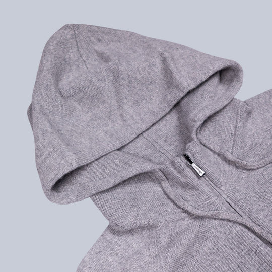 Grey Cashmere Raglan Full Zip Hoodie
