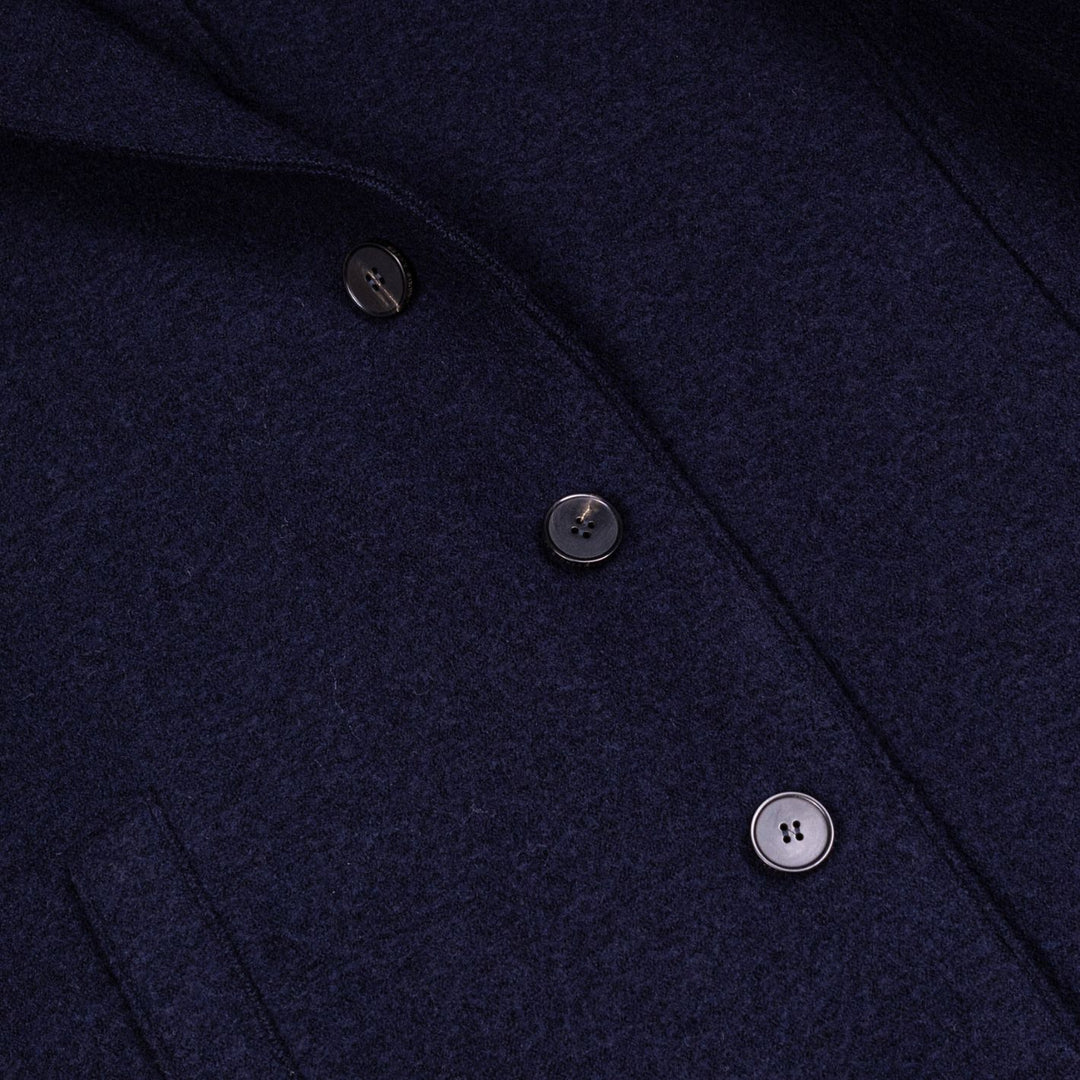 Navy Boiled Wool Coat