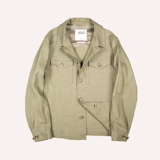Green Linen Overshirt Jacket