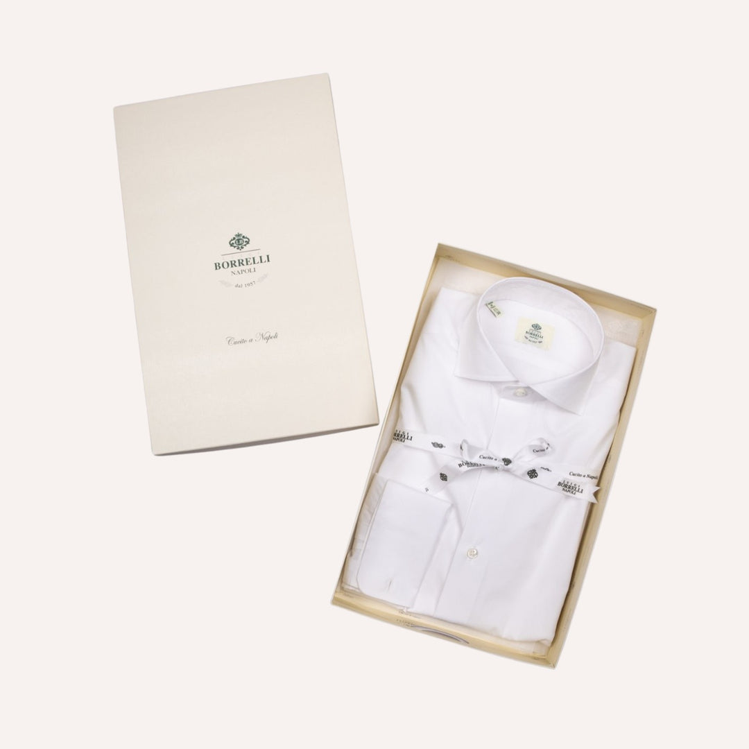 White Cutaway Double Cuff Shirt